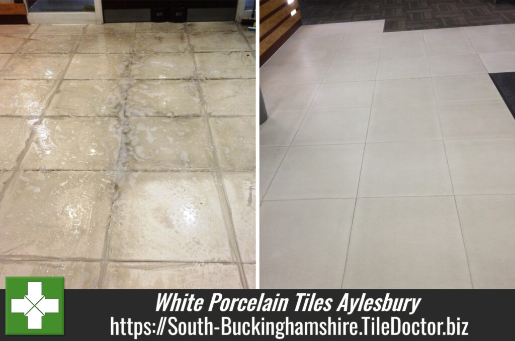 Cleaning White Porcelain Tiles at Premises in Aylesbury