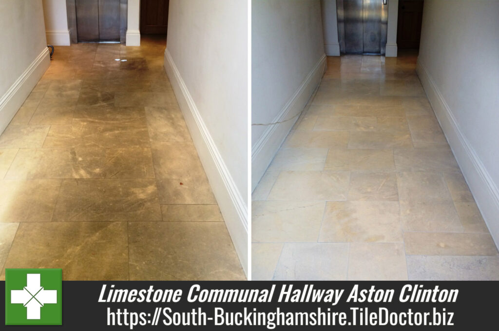 Cleaning and Polishing a Limestone in Aston Clinton Communal Hallway