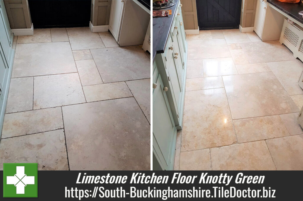 Limestone Kitchen Floor Tiles Transformed in Knotty Green