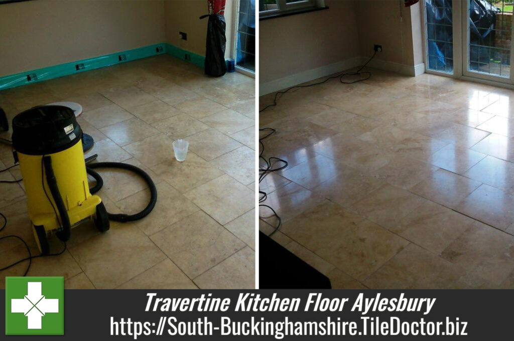 Travertine Kitchen Floor Tiles Transformed in Aylesbury