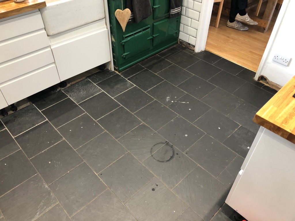 Black Slate Kitchen Floor Tiles Flooring Site   Kitchen Slate Floor Tiles Before Renovation High Wycombe 2 