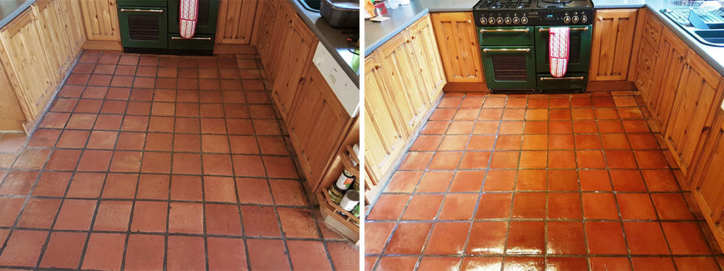 Terracotta Floor Before and After Cleaning Milton Keynes