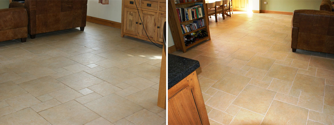Ceramic Tile and Grout Before and After